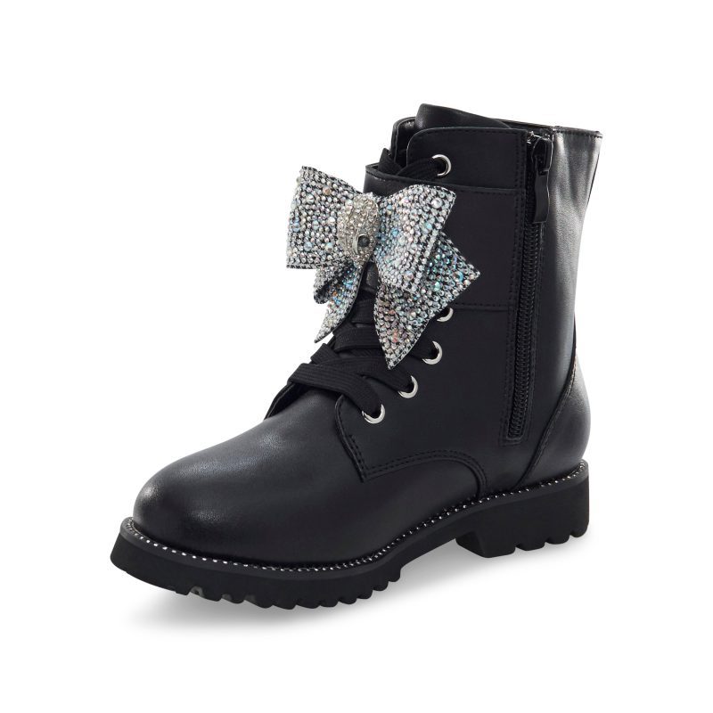 kensington strap bow boot bigkid black 8