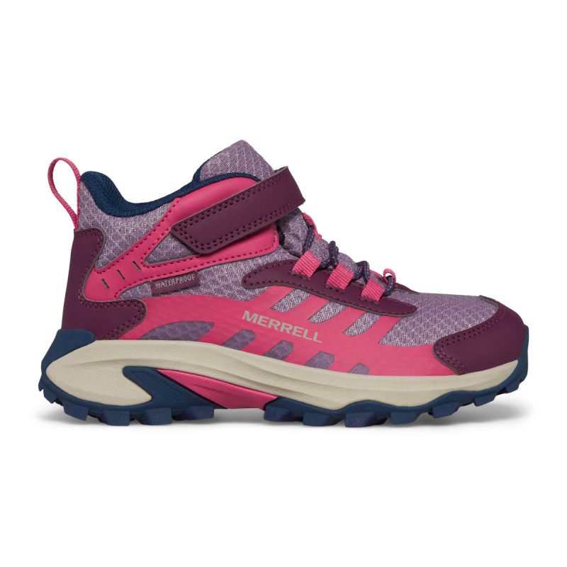 moab speed 2 mid ac waterproof hiker bigkid berry navy 1