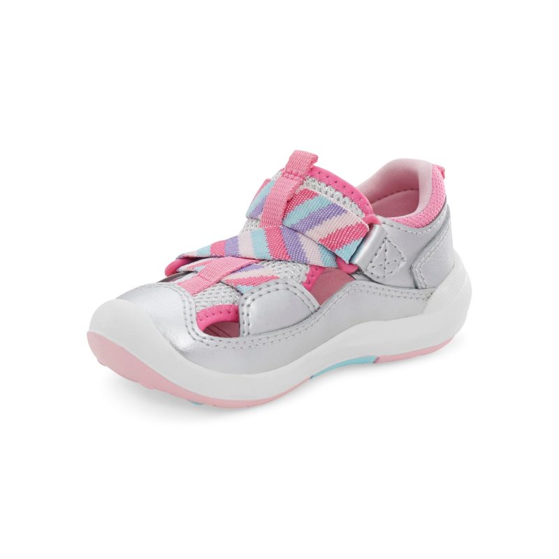 srtech surf sneaker sandal littlekid silver rainbow 8